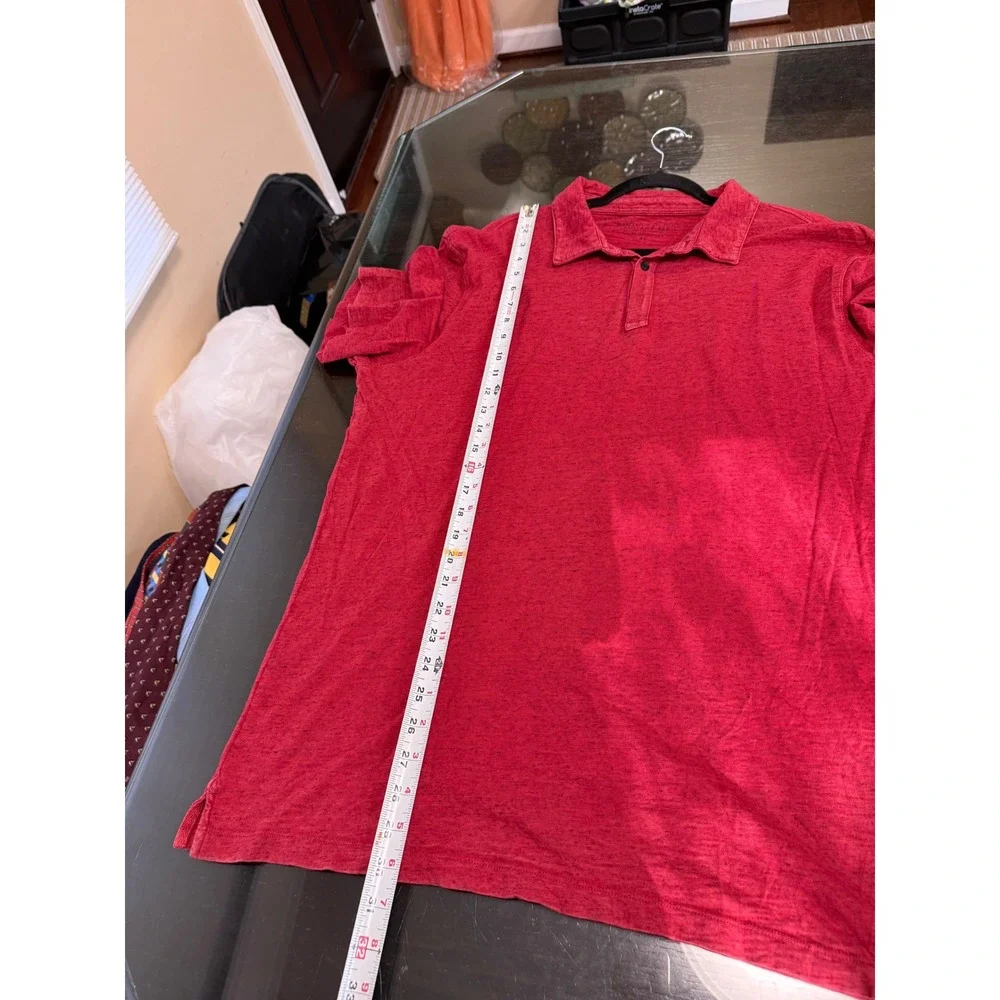 Banana Republic Vintage Tee Polo Shirt Mens XL Red Slub Cotton Short Sleeve